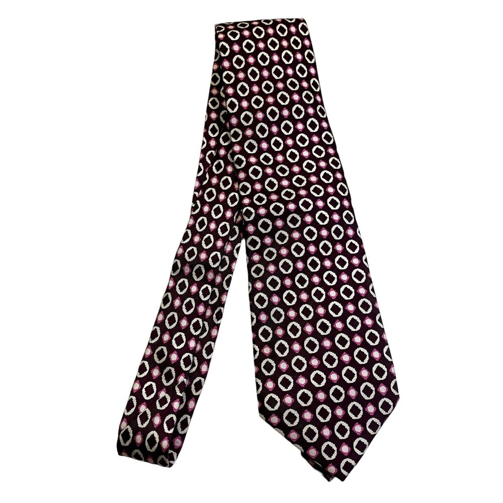 #7177 Vera Bradley NECKTIE Silk Brown Circles Diamond 4x59
